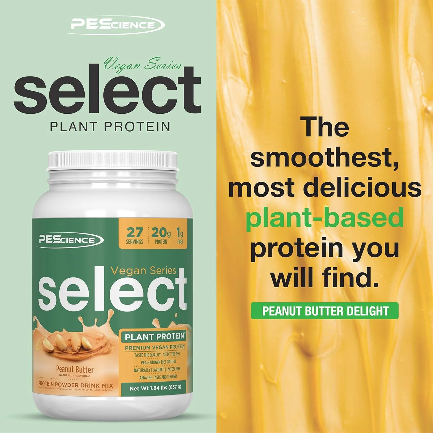 پودر پروتئین گیاهی سلکت PEScience، پودر پروتئین گیاهی، طعم شگفت انگیز، بافت نرم، ترکیبی از نخود و برنج قهوه ای، بدون لبنیات، بدون لاکتوز، بدون گلوتن - طعم لذیذ کره بادام زمینی، 27 سروینگ پودر پروتئین گیاهی سلکت PEScience، پودر پروتئین گیاهی، طعم شگفت انگیز، بافت نرم، ترکیبی از نخود و برنج قهوه ای، بدون لبنیات، بدون لاکتوز، بدون گلوتن - طعم لذیذ کره بادام زمینی، 27 سروینگ