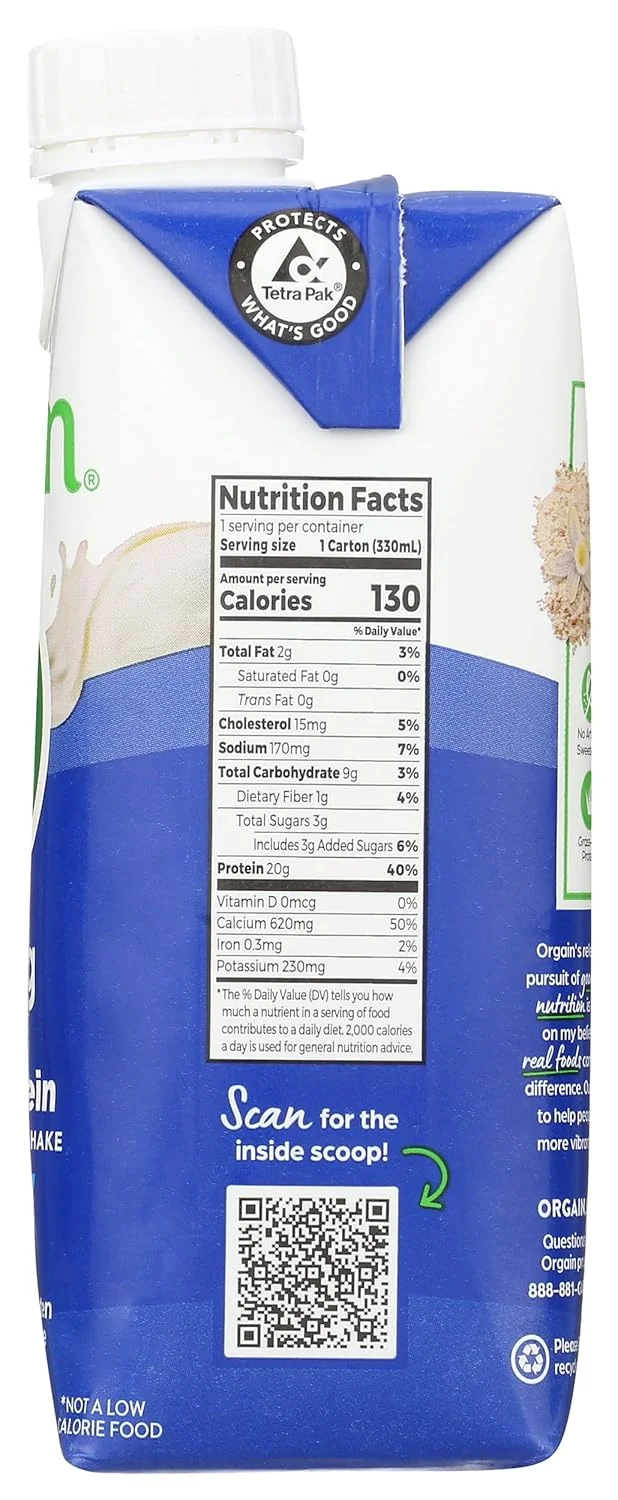 نوشیدنی پروتئینی ارگانیک با طعم وانیل، 330 میلی لیتر