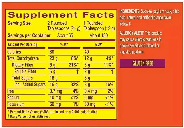 پودر مکمل فیبر متاموسیل 4 در 1 با فیبر پسیلیوم و شکر واقعی، طعم پرتقال (1559 گرم)