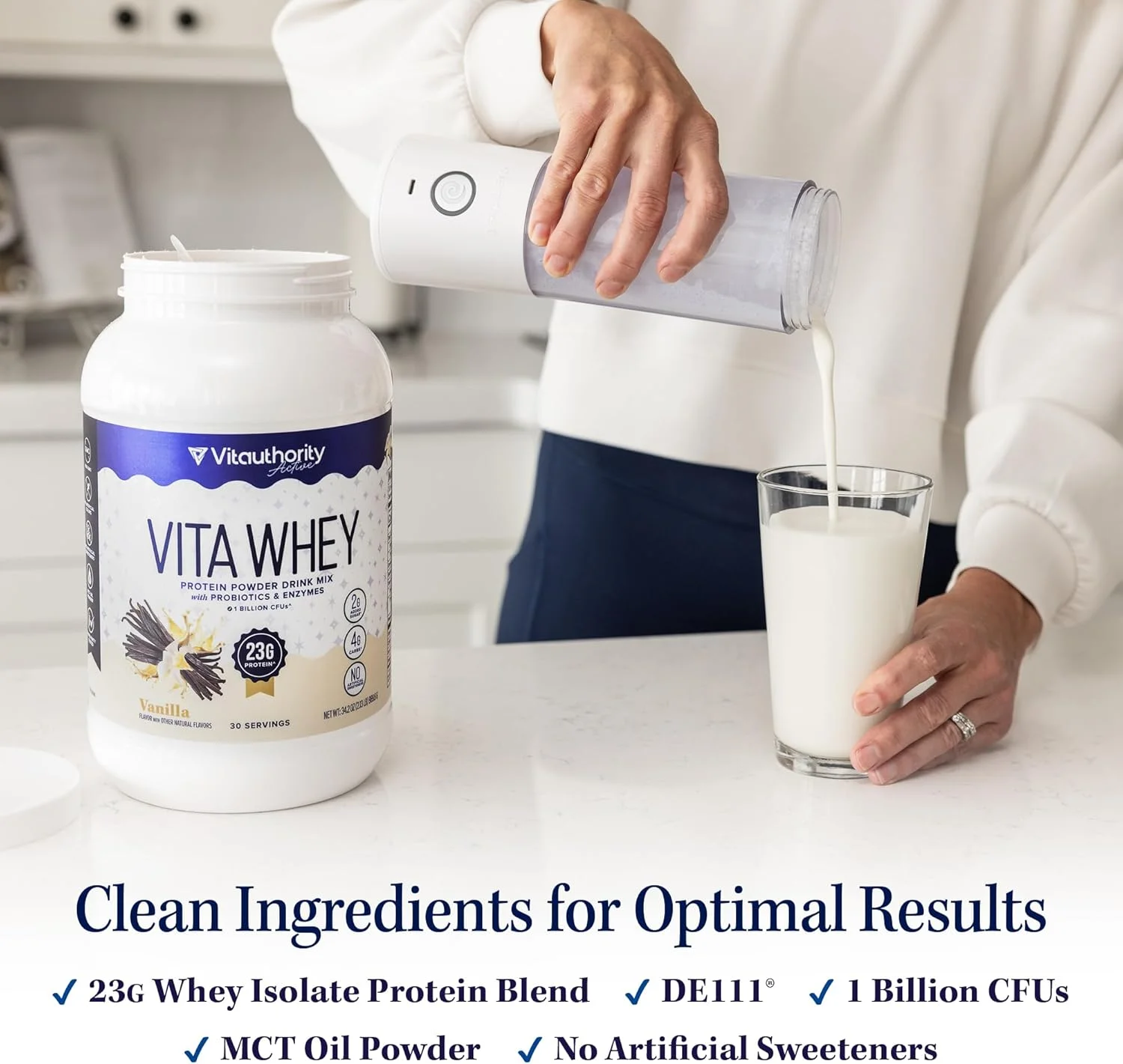 پودر پروتئین وی Vitauthority برای زنان، ایزوله وی، حاوی پروبیوتیک ها و آنزیم ها، پشتیبانی از هضم، جذب مواد مغذی و انرژی، تغذیه روزانه و بعد از تمرین، طعم وانیلی، 30 سروینگ پودر پروتئین وی Vitauthority برای زنان، ایزوله وی، حاوی پروبیوتیک ها و آنزیم ها، پشتیبانی از هضم، جذب مواد مغذی و انرژی، تغذیه روزانه و بعد از تمرین، طعم وانیلی، 30 سروینگ