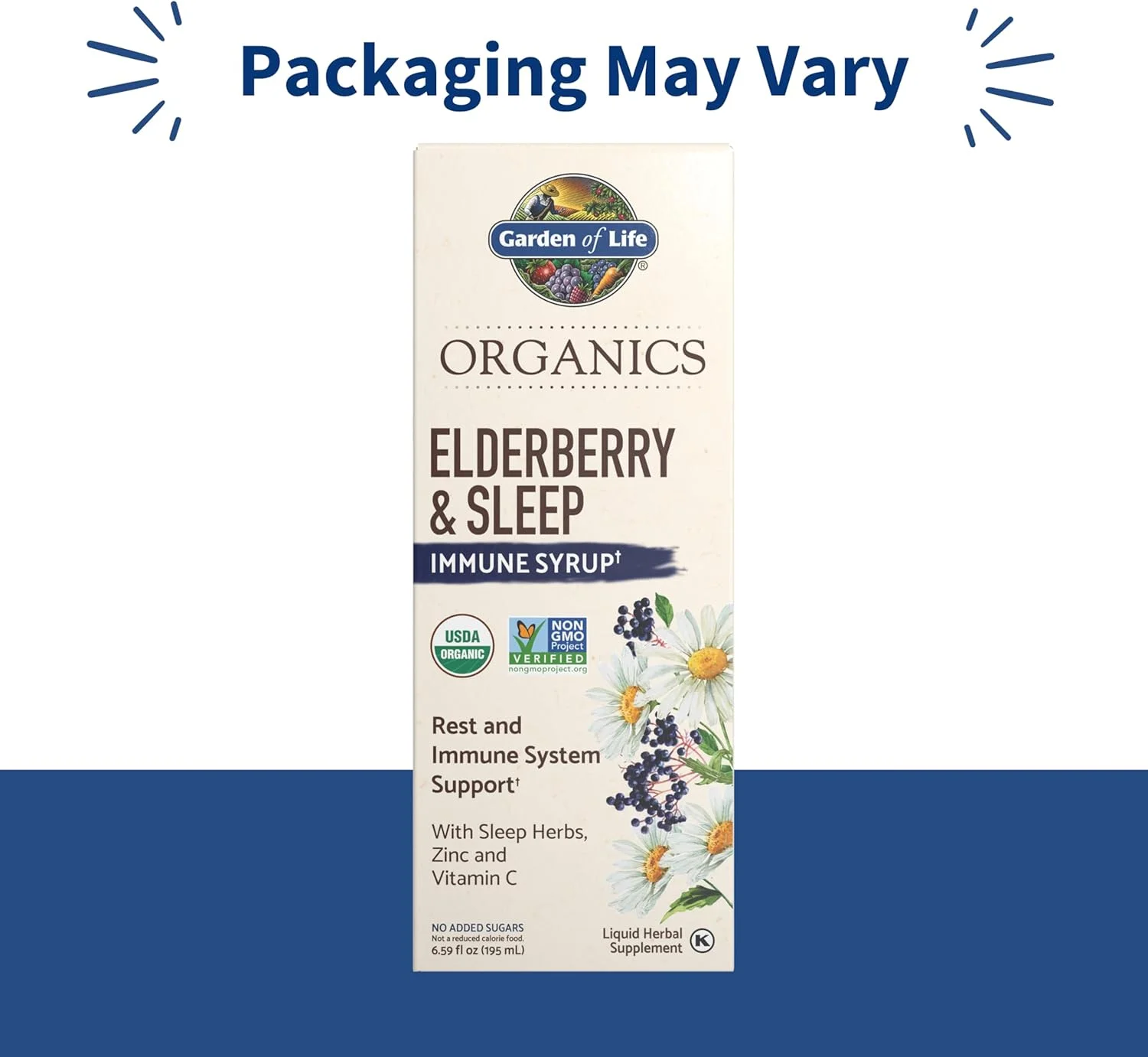 شربت الدربری ارگانیک Garden of Life با زینک و ویتامین C برای تقویت سیستم ایمنی بزرگسالان و کودکان بالای 12 سال - شربت مایع الدربری ارگانیک و خواب آور با گیاهان خواب آور، بدون شکر افزوده، 195 میلی لیتر