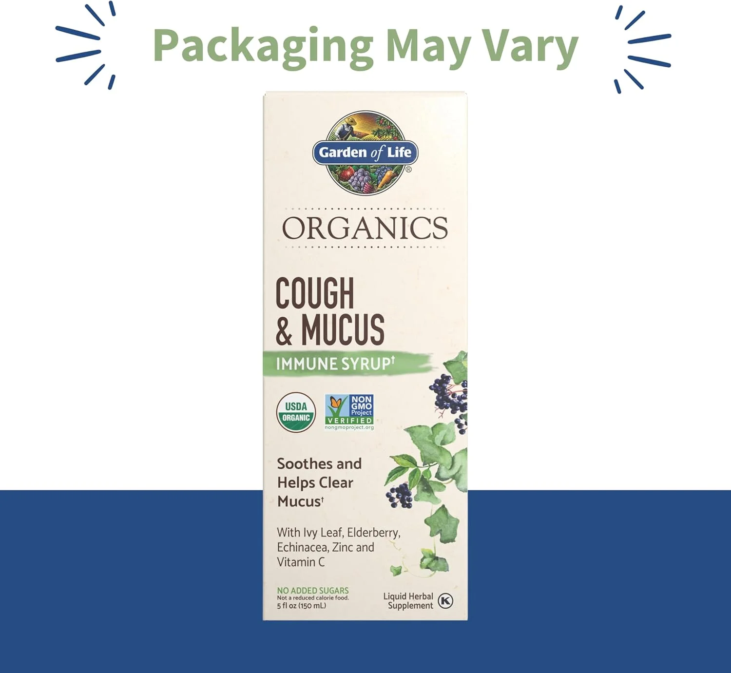 شربت تقویت سیستم ایمنی ارگانیک الدربری و زینک Garden of Life برای بزرگسالان و کودکان بالای 12 سال، شربت سرفه و خلط ارگانیک با برگ عشقه، ویتامین C و اکیناسه، بدون شکر افزوده، 5 اونس مایع