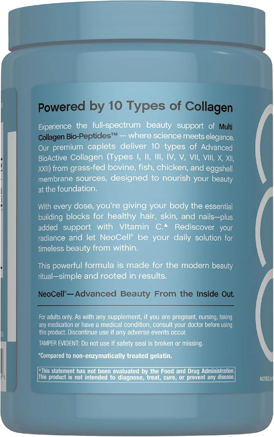 نئوسل پپتیدهای کلاژن چندگانه | 360 عدد کپسول | جذب عالی | انواع I، II، III، IV، VIII، X، XII، XXII | برای زنان و مردان