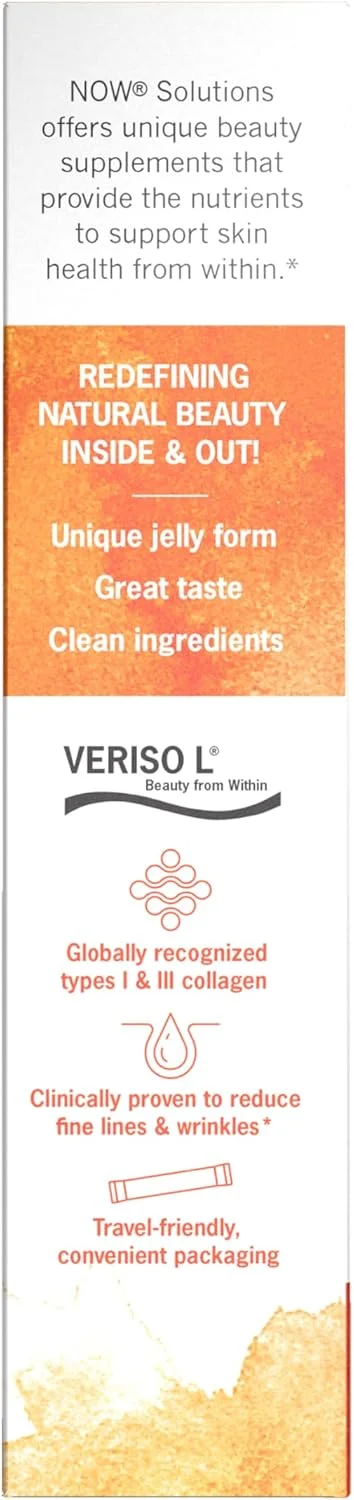 NOW Foods Solutions, کمپلکس ژله زیبایی کلاژن، طعم پرتقال شیرین، 10 عدد ژله