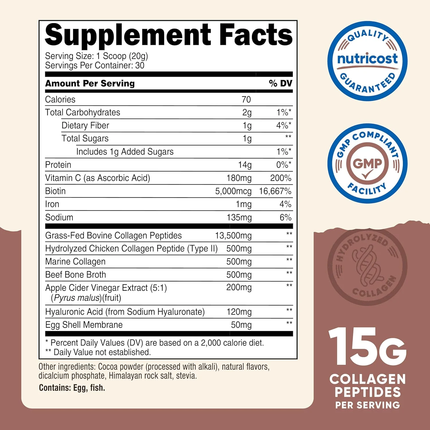 پودر کلاژن ترکیبی + زیبایی و پروتئین نوتریکاست (طعم شکلات شیری) 30 سروینگ - حاوی بیوتین و پپتیدهای کلاژن، غیر تراریخته، بدون گلوتن پودر کلاژن ترکیبی + زیبایی و پروتئین نوتریکاست (طعم شکلات شیری) 30 سروینگ - حاوی بیوتین و پپتیدهای کلاژن، غیر تراریخته، بدون گلوتن
