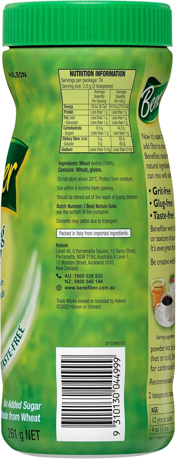 پودر مکمل فیبر بدون طعم و بدون شکر Benefiber برای سلامت دستگاه گوارش، ۷۴ سروینگ، ۲۶۱ گرم