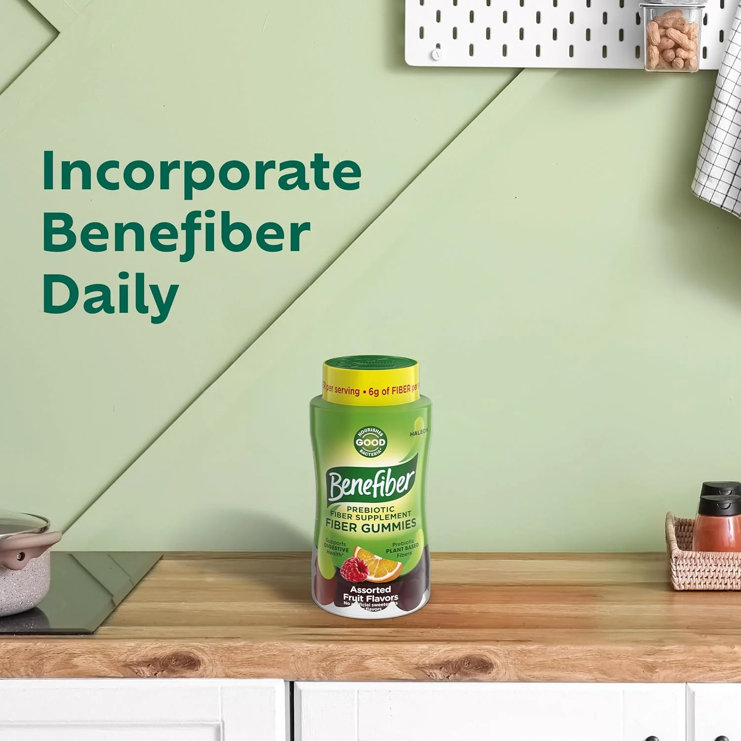 پاستیل فیبر پری‌بیوتیک Benefiber برای سلامت دستگاه گوارش، طعم میوه های مختلف - 81 عدد