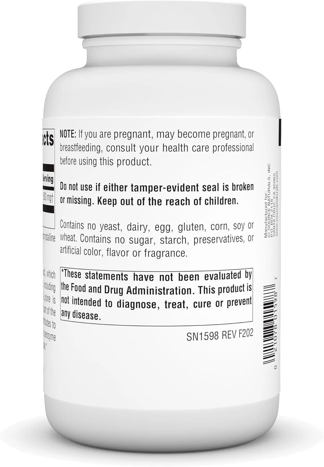 ال-لیزین فرم آزاد Source Naturals - مکمل اسید آمینه پشتیبانی از تشکیل انرژی و کلاژن - 200 کپسول