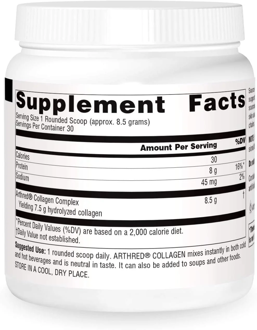 پودر پروتئین کلاژن Arthred Source Naturals - پپتیدهای هیدرولیز شده با قابلیت حل سریع و بدون طعم - پشتیبانی ضد پیری برای سلامت استخوان، مفاصل و پوست - 255 گرم (30 سروینگ)