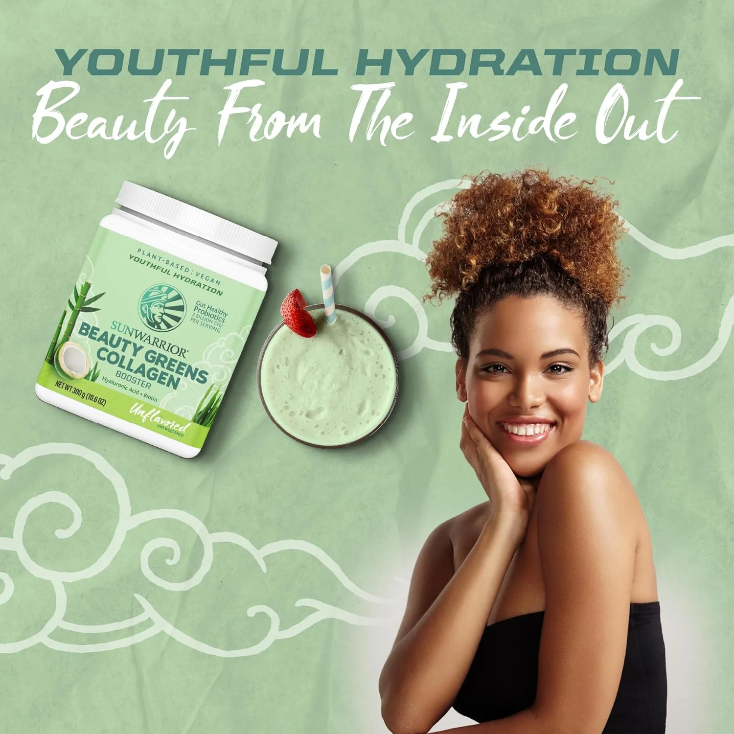 تقویت کننده کلاژن سبزیجات زیبایی سان واریر، بدون طعم، 300 گرم