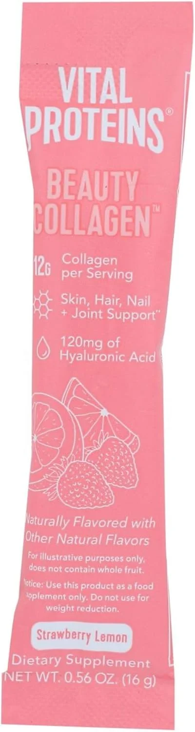 کلاژن زیبایی با طعم توت فرنگی و لیمو Vital Proteins، 16 گرم