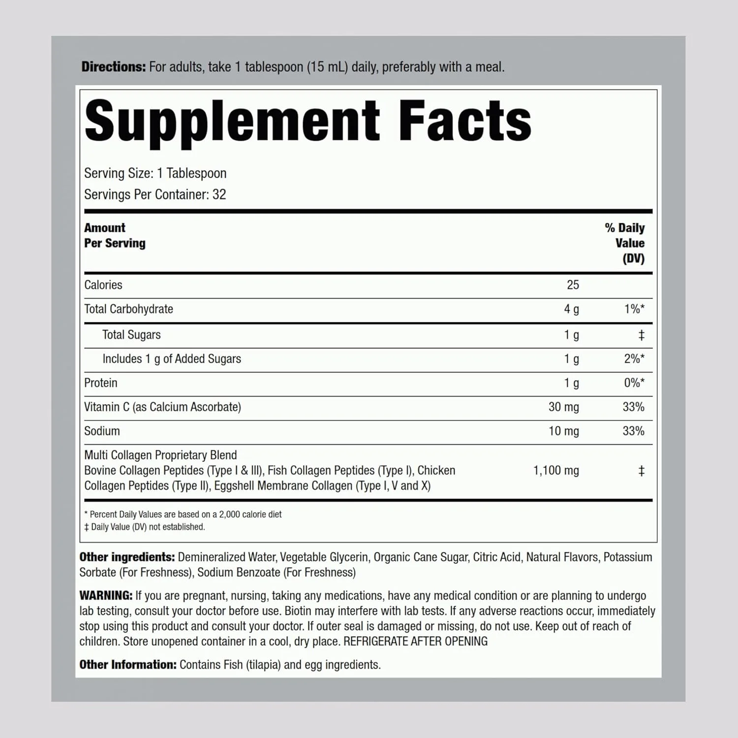 کلاژن مایع پایپینگ راک 473 میلی لیتر | 1100 میلی گرم | طعم میوه | پپتیدهای کلاژن چندگانه | حاوی ویتامین C | غیر GMO و فاقد گلوتن