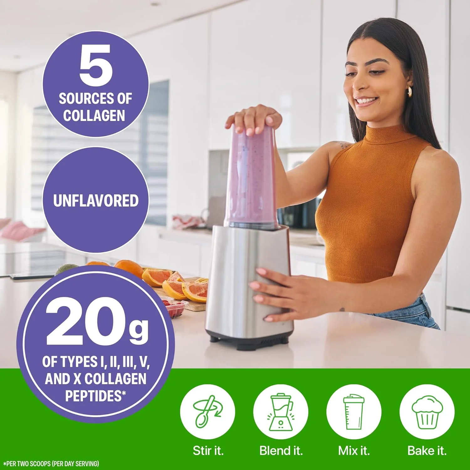 پودر کلاژن هیدرولیز شده چندگانه ارگان برای زنان و مردان، 20 گرم کلاژن، پشتیبانی از سلامت مو، پوست، ناخن و مفاصل، انواع I، II، III، V، X، ویتامین C و اسیدهای آمینه، غیر GMO، بدون طعم (21 سروینگ) 425 گرم