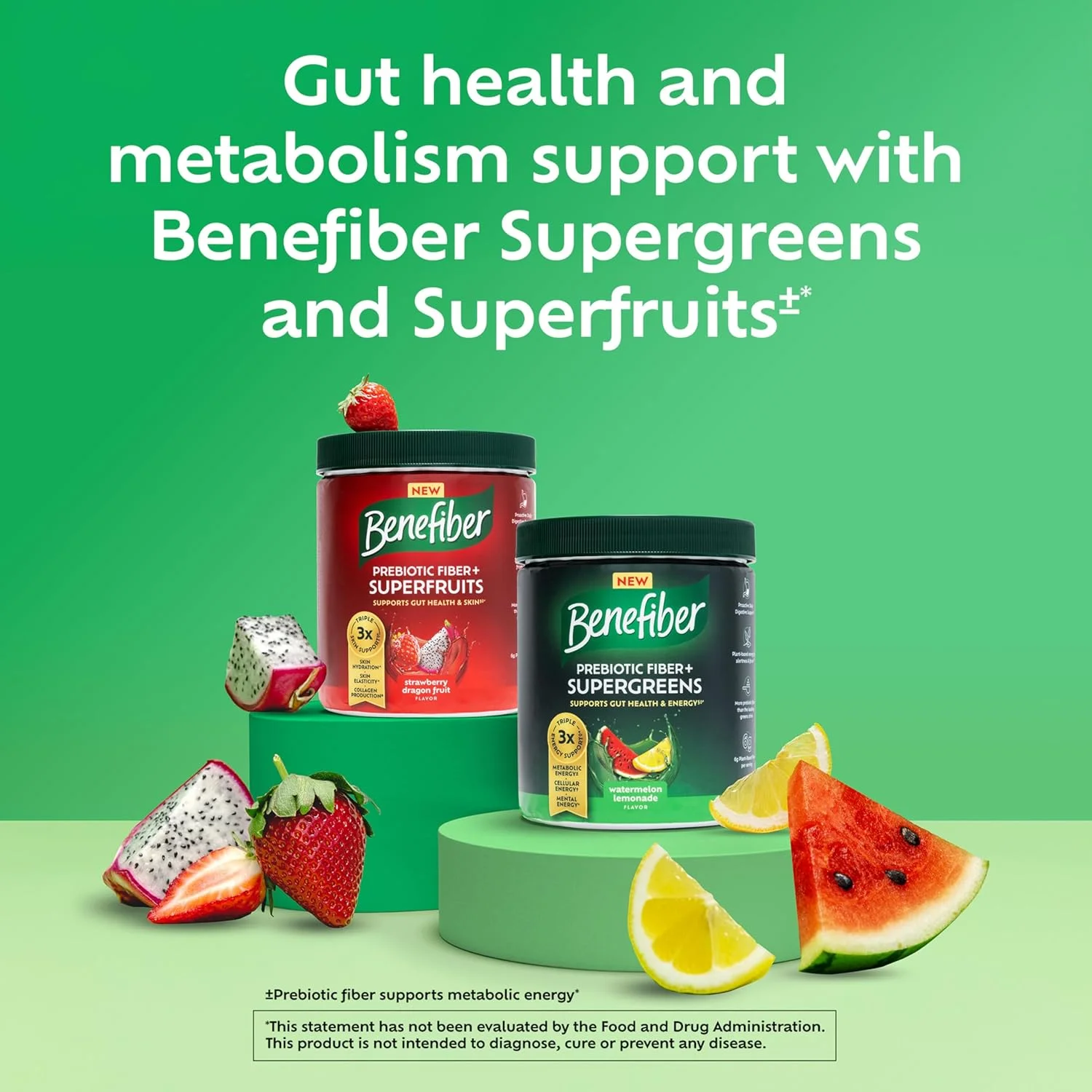 پودر مکمل غذایی پری‌بیوتیک فیبر + سوپرفودز بنفیبر، طعم هندوانه لیموناد، 250 گرم