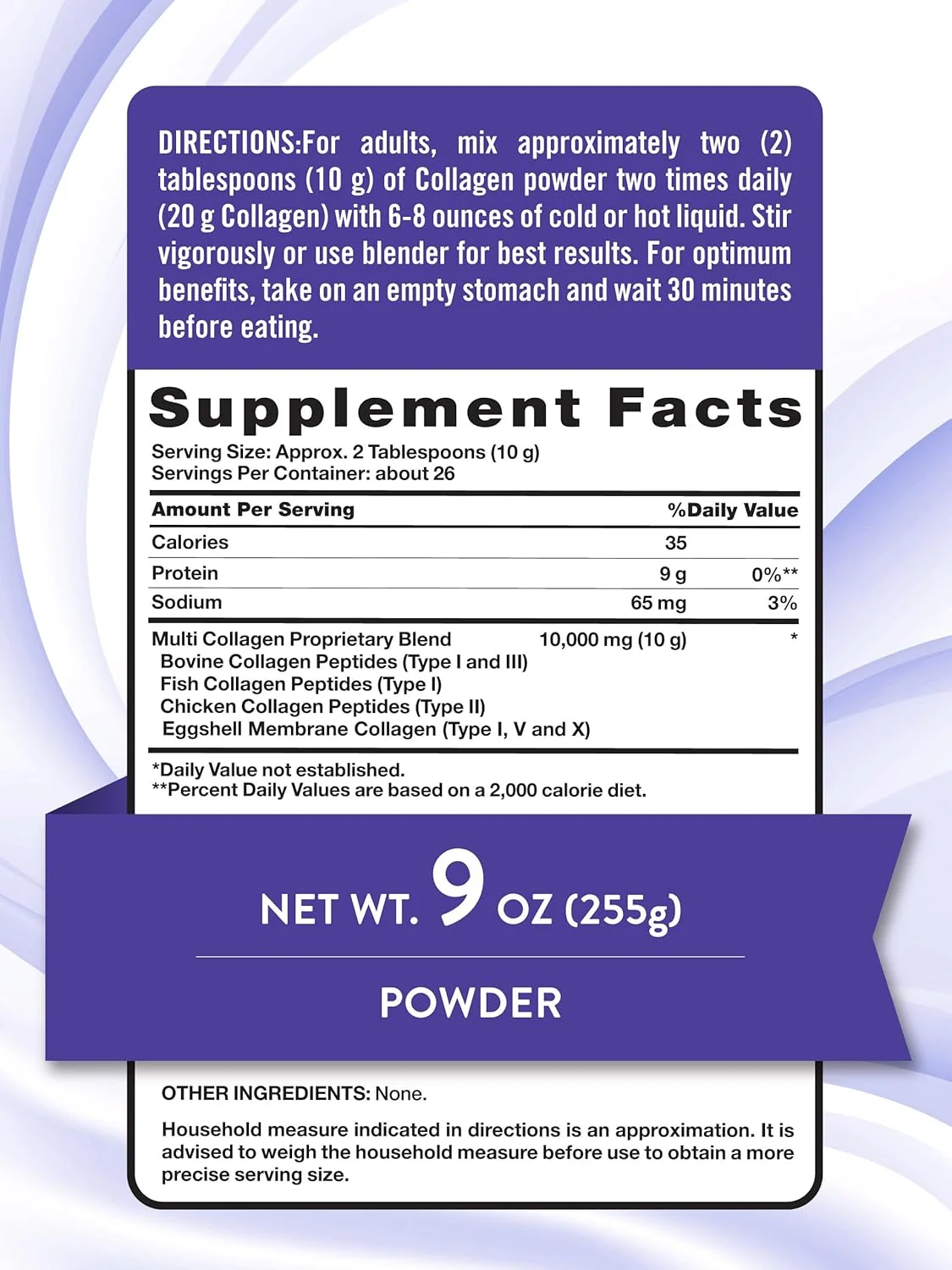 پودر پپتید کلاژن چندگانه Nature's Truth | 255 گرم | انواع I، II، III، V، X | بدون طعم | مکمل غیر GMO و بدون گلوتن