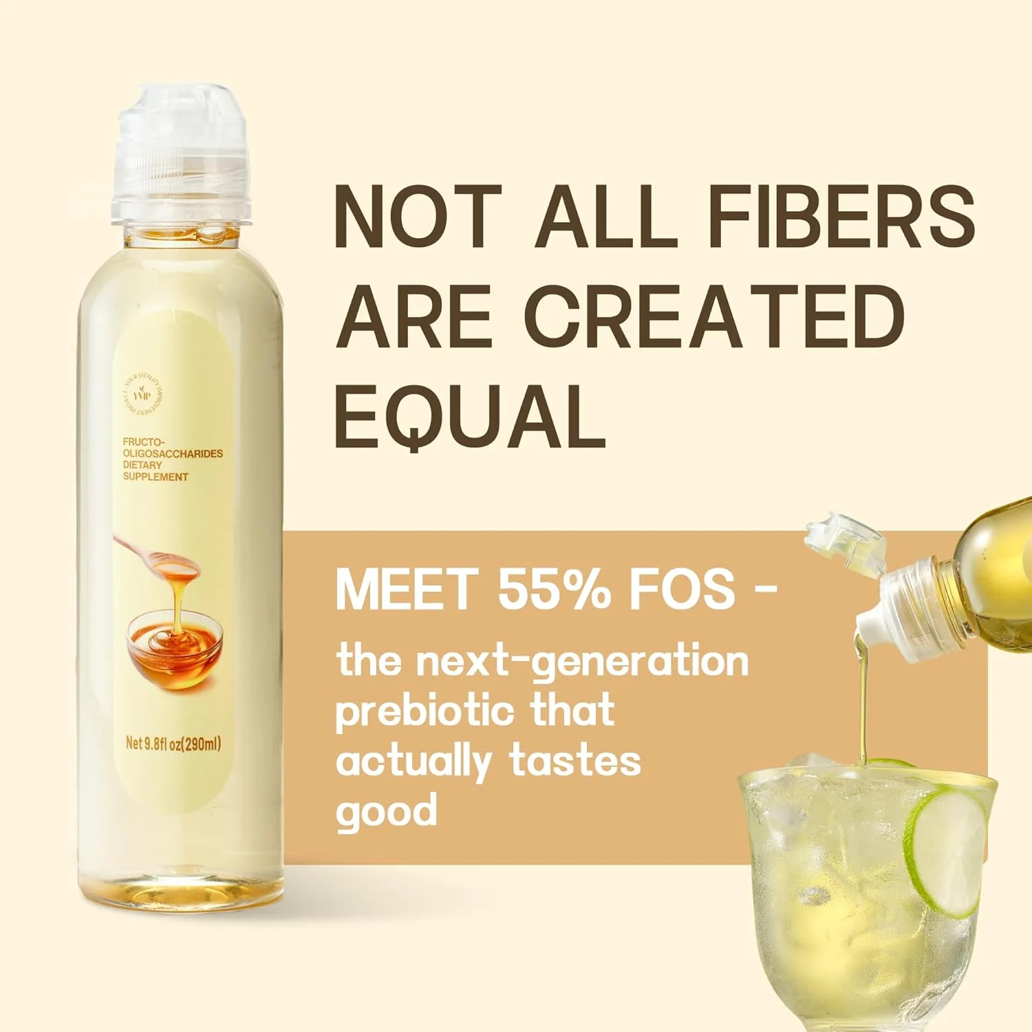 مکمل فیبر پری‌بیوتیک YVIP، شربت فروکتوالیگوساکاریدها (FOS)، فیبر پشتیبان روده برای سلامت روده بزرگ - گیاهی، مناسب برای گیاهخواران (290 میلی‌لیتر)