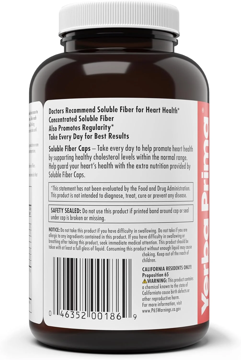 کپسول های فرمول فیبر محلول Yerba Prima، 180 عدد - مکمل فیبر غذایی ممتاز، طبیعی، فیبر محلول غلیظ، بدون گلوتن، غیر GMO، ساخت ایالات متحده آمریکا