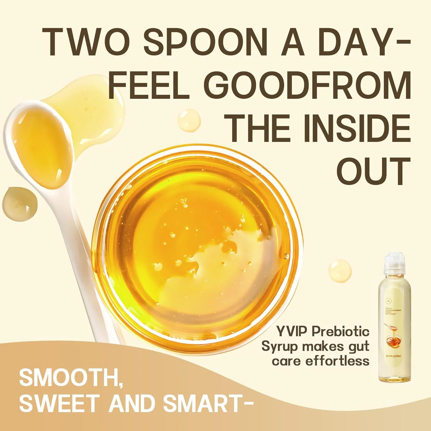 مکمل فیبر پری‌بیوتیک YVIP، شربت فروکتوالیگوساکاریدها (FOS)، فیبر پشتیبان روده برای سلامت روده بزرگ - گیاهی، مناسب برای گیاهخواران (290 میلی‌لیتر)