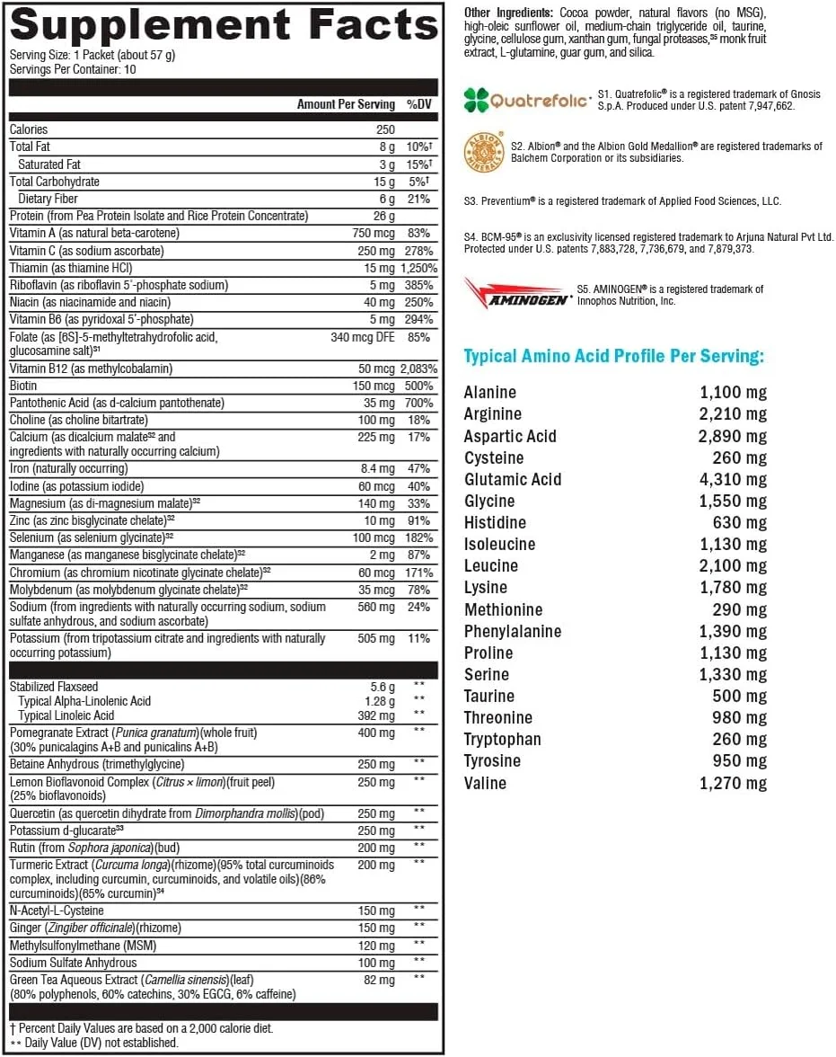 ایکسیموژن OptiCleanse GHI پاکسازی روده - پودر پروتئین وگان با ویتامین های مایع برای سلامت دستگاه گوارش، پشتیبانی از سیستم ایمنی + پشتیبانی از کبد - بدون شکر و بدون گلوتن - شکلاتی کرمی (10 بسته)