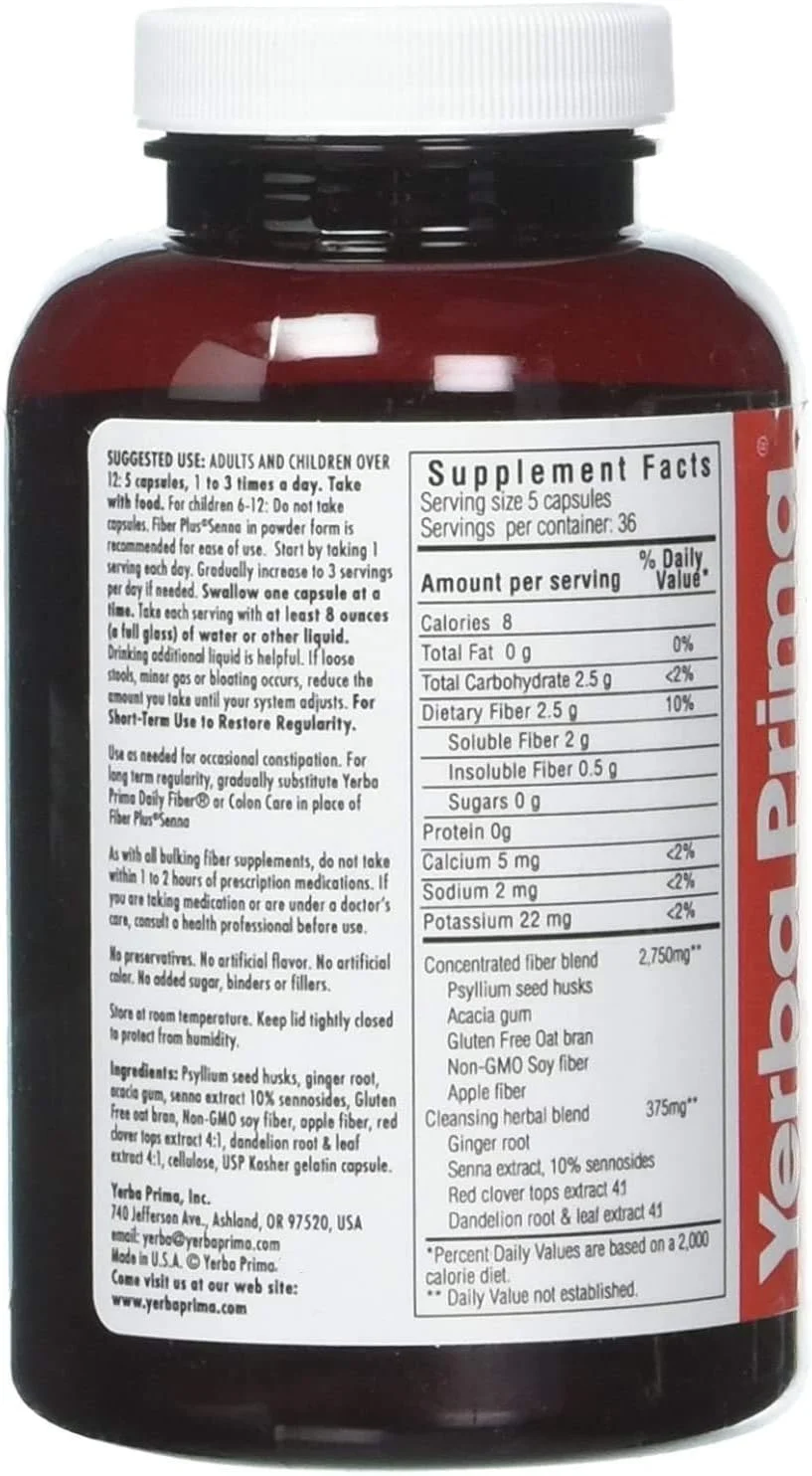 کپسول سنا پلاس فیبر Yerba Prima، ۱۸۰ عدد - تسکین ملایم در طول شب، ساخت ایالات متحده آمریکا، غیر GMO، بدون گلوتن کپسول سنا پلاس فیبر Yerba Prima، ۱۸۰ عدد - تسکین ملایم در طول شب، ساخت ایالات متحده آمریکا، غیر GMO، بدون گلوتن