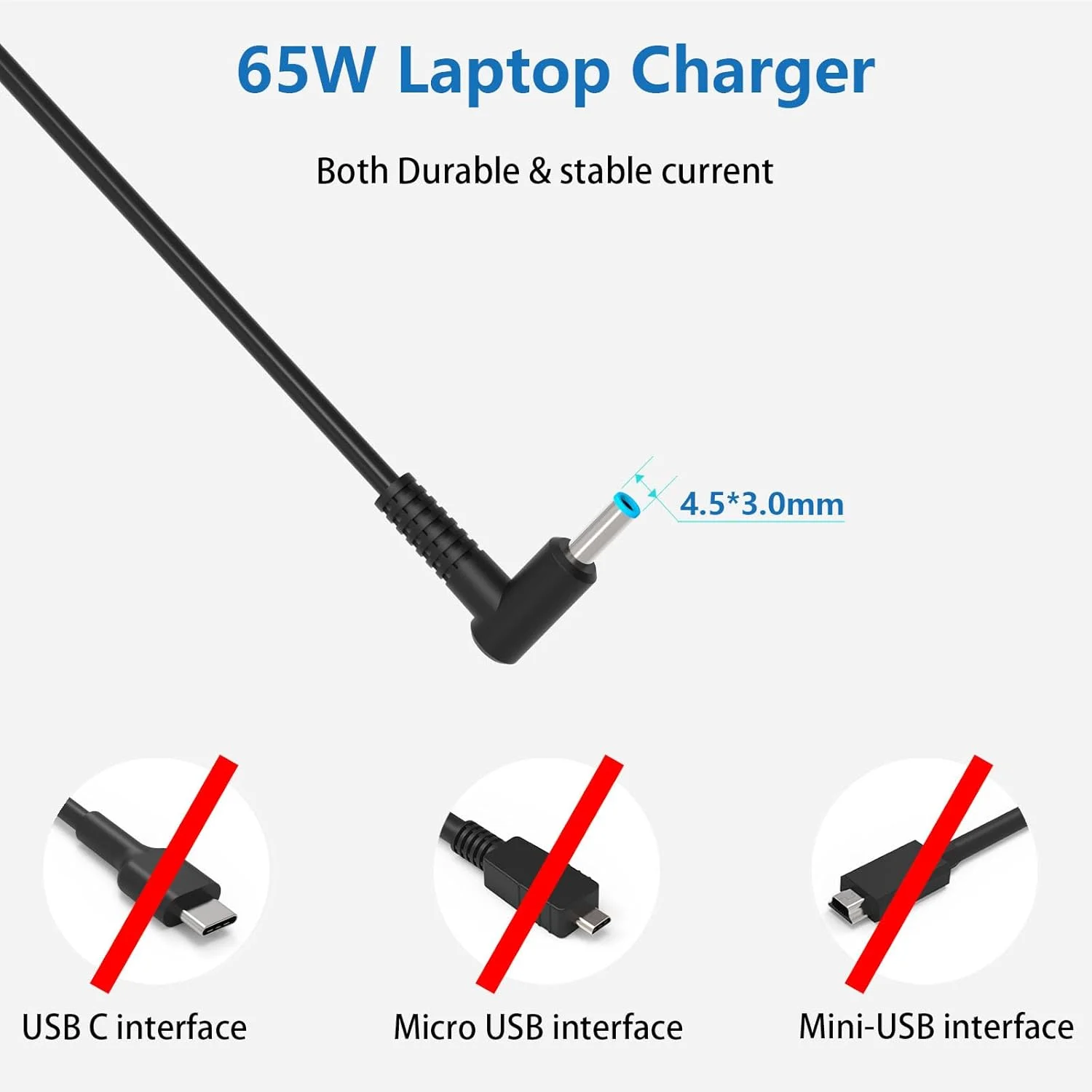 شارژر 65 واتی لپ تاپ HP مدل Hafiuege، آداپتور AC سازگار با Pavilion، EliteBook، Spectre، Envy، Chromebook، ProBook، Stream، 250 G6، 255 G7 و غیره (4.5 X 3mm) C0008 شارژر 65 واتی لپ تاپ HP مدل Hafiuege، آداپتور AC سازگار با Pavilion، EliteBook، Spectre، Envy، Chromebook، ProBook، Stream، 250 G6، 255 G7 و غیره (4.5 X 3mm) C0008