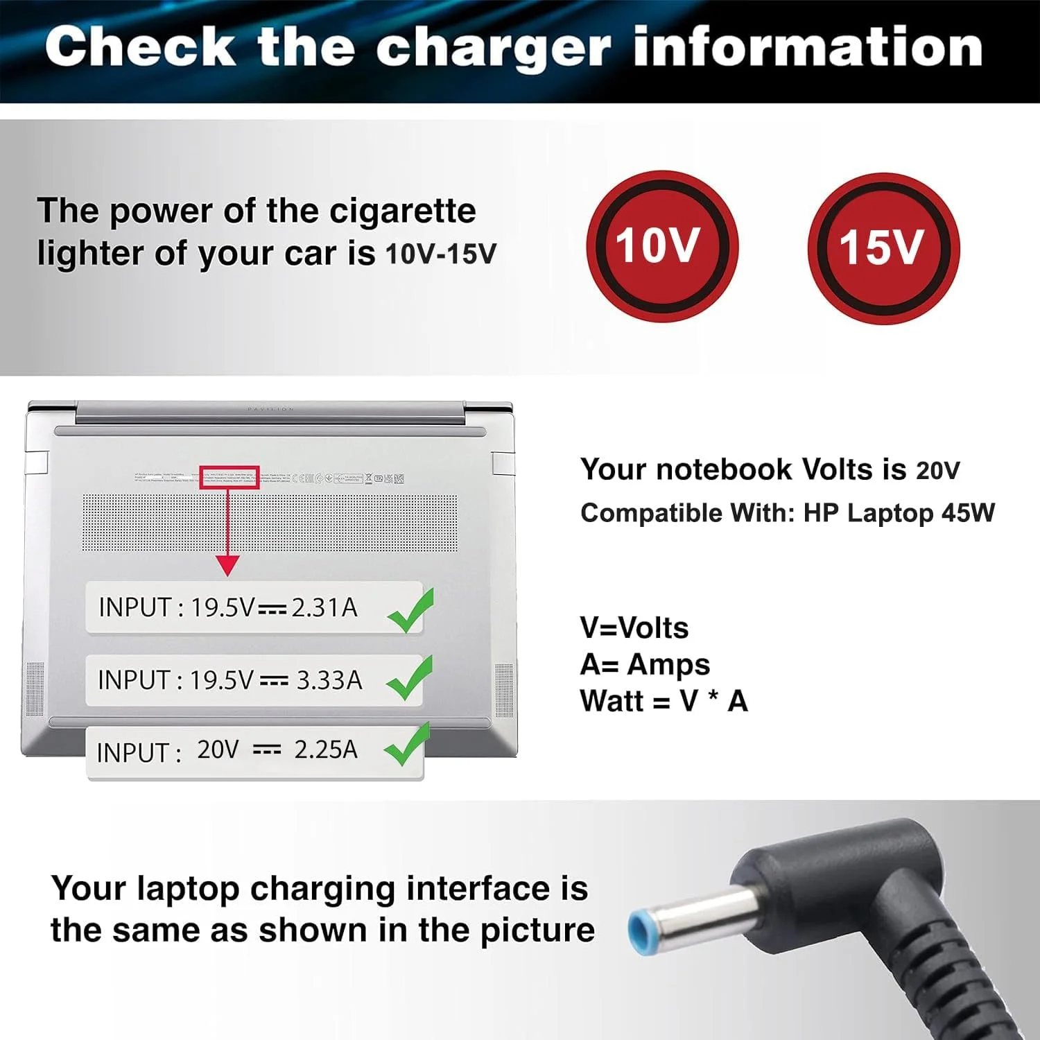 کابل شارژر برق خودرو TAIFU DC 19.5 ولت 65 وات برای لپ تاپ های HP Pavilion X360 Stream 11 13 14 ProBook 400 600 Series EliteBook 700 800 1000 Envy Probook Chromebook Notebook آداپتور شارژر خودرو 4.5 کابل شارژر برق خودرو TAIFU DC 19.5 ولت 65 وات برای لپ تاپ های HP Pavilion X360 Stream 11 13 14 ProBook 400 600 Series EliteBook 700 800 1000 Envy Probook Chromebook Notebook آداپتور شارژر خودرو 4.5