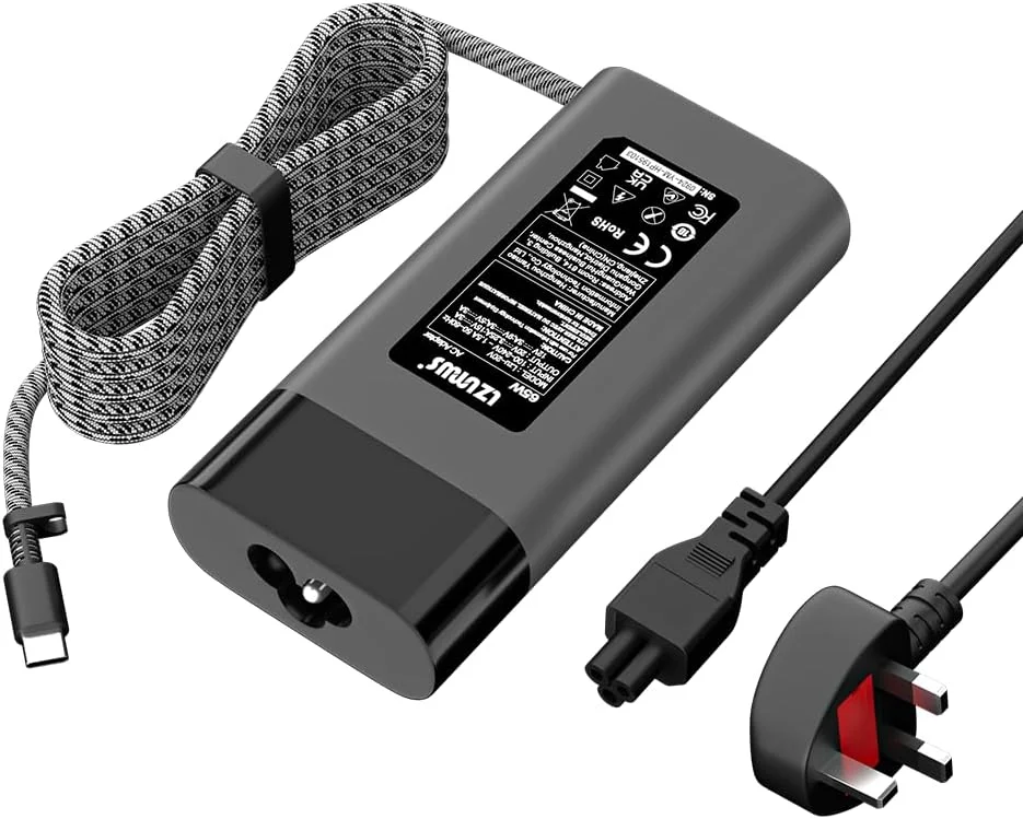 شارژر 65 واتی USB Type-C برای لپ تاپ های HP سازگار با EliteBook/Envyx360/Pavilion/ProBook/Chromebook/Elite X2 20V 3.25A آداپتور برق جایگزین