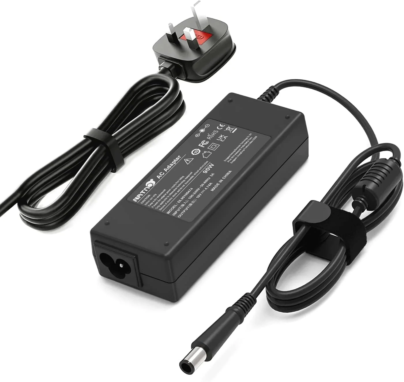 آداپتور شارژر 90W 19V 4.74A AC برای لپ تاپ های HP Pavilion DV4 DV5 DV6 DV7 G60 Elitebook 8440p 8470p Probook 4430s 4520s و کامپیوترهای رومیزی Pavilion All-in-One 20-B010 22-3020 23-g010 به همراه سیم برق