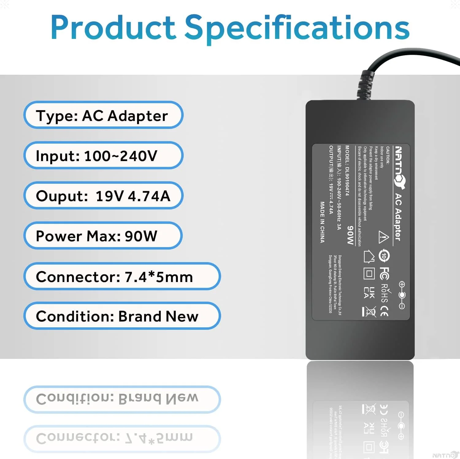آداپتور شارژر 90W 19V 4.74A AC برای لپ تاپ های HP Pavilion DV4 DV5 DV6 DV7 G60 Elitebook 8440p 8470p Probook 4430s 4520s و کامپیوترهای رومیزی Pavilion All-in-One 20-B010 22-3020 23-g010 به همراه سیم برق آداپتور شارژر 90W 19V 4.74A AC برای لپ تاپ های HP Pavilion DV4 DV5 DV6 DV7 G60 Elitebook 8440p 8470p Probook 4430s 4520s و کامپیوترهای رومیزی Pavilion All-in-One 20-B010 22-3020 23-g010 به همراه سیم برق