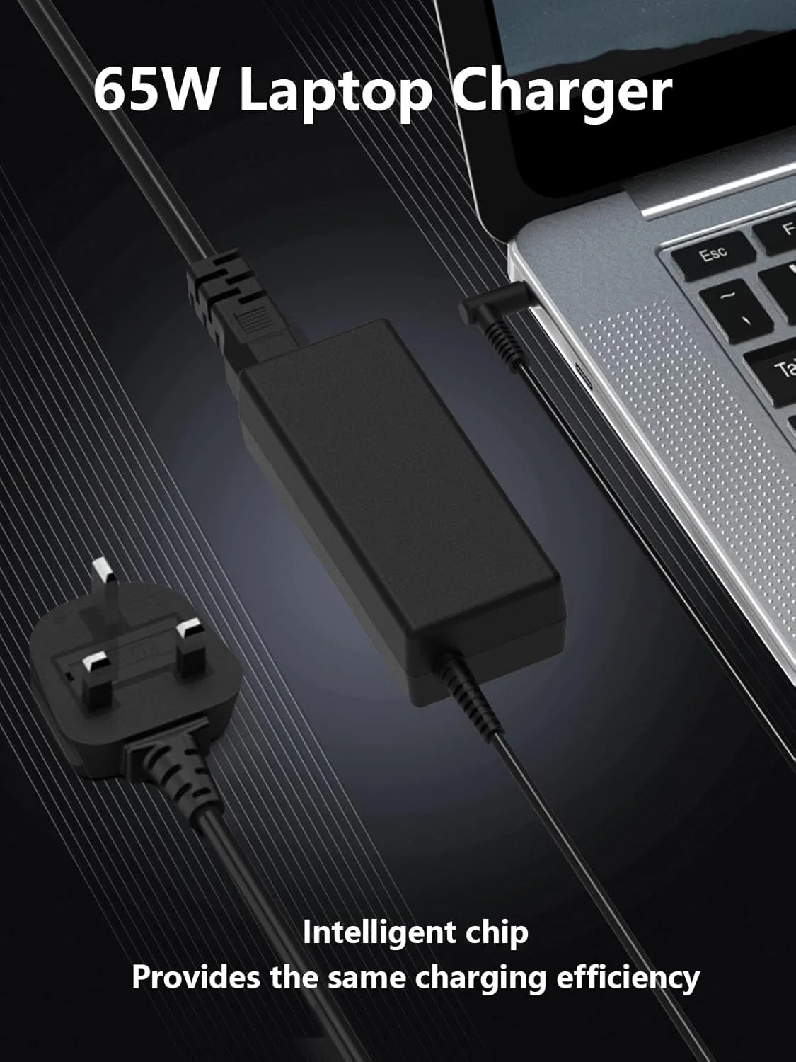شارژر لپ تاپ 65 واتی سازگار با HP Pavilion x360، Stream، Envy، Spectre، Chromebook، ProBook سری G3-G7 و غیره