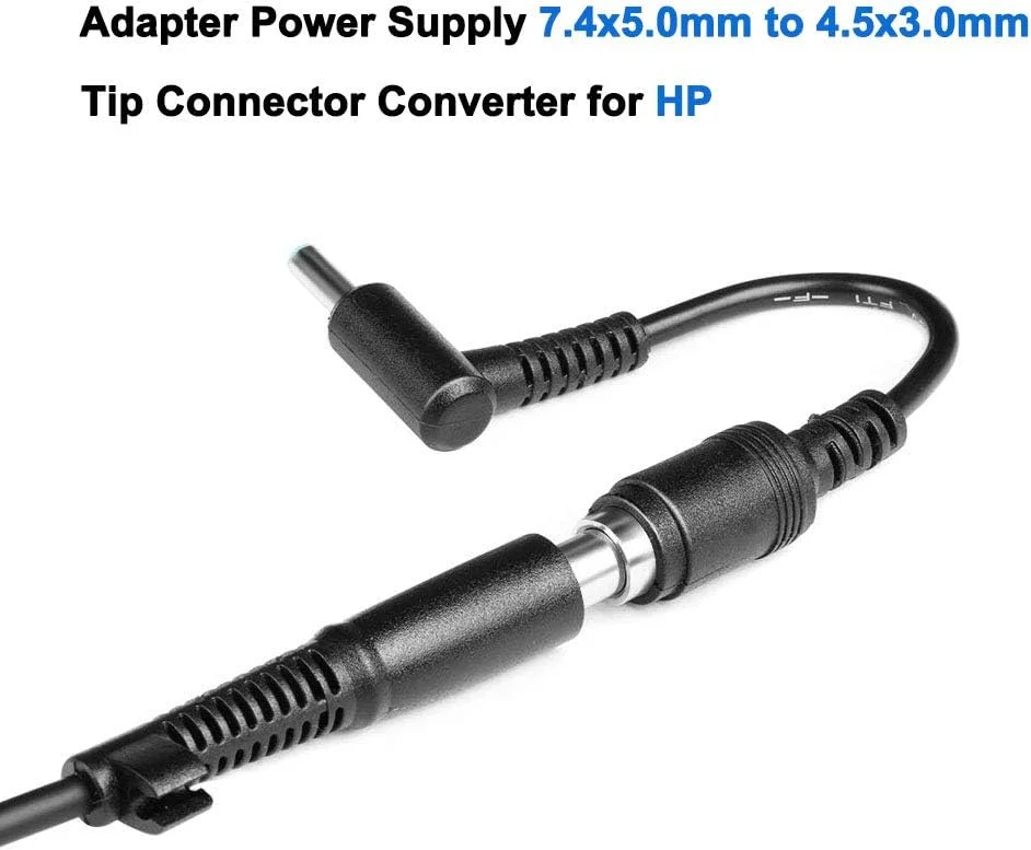 تبدیل کننده نوک آداپتور شارژر برای اچ پی، 7.4x5.0mm به 4.5x3.0mm، اتصال دهنده برای HP Stream Spectre Pavilion Envy Elitebook Split Chromebook [بسته 2 عددی]