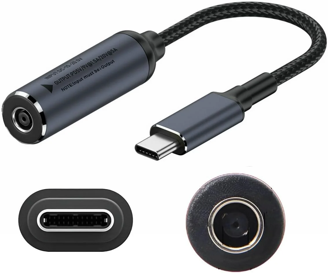 آداپتور شارژ لپ تاپ 4.5 میلی متری DC مادگی 4.5x3.0 میلی متر به Type C نری برای شارژر لپ تاپ 65 واتی USB-C