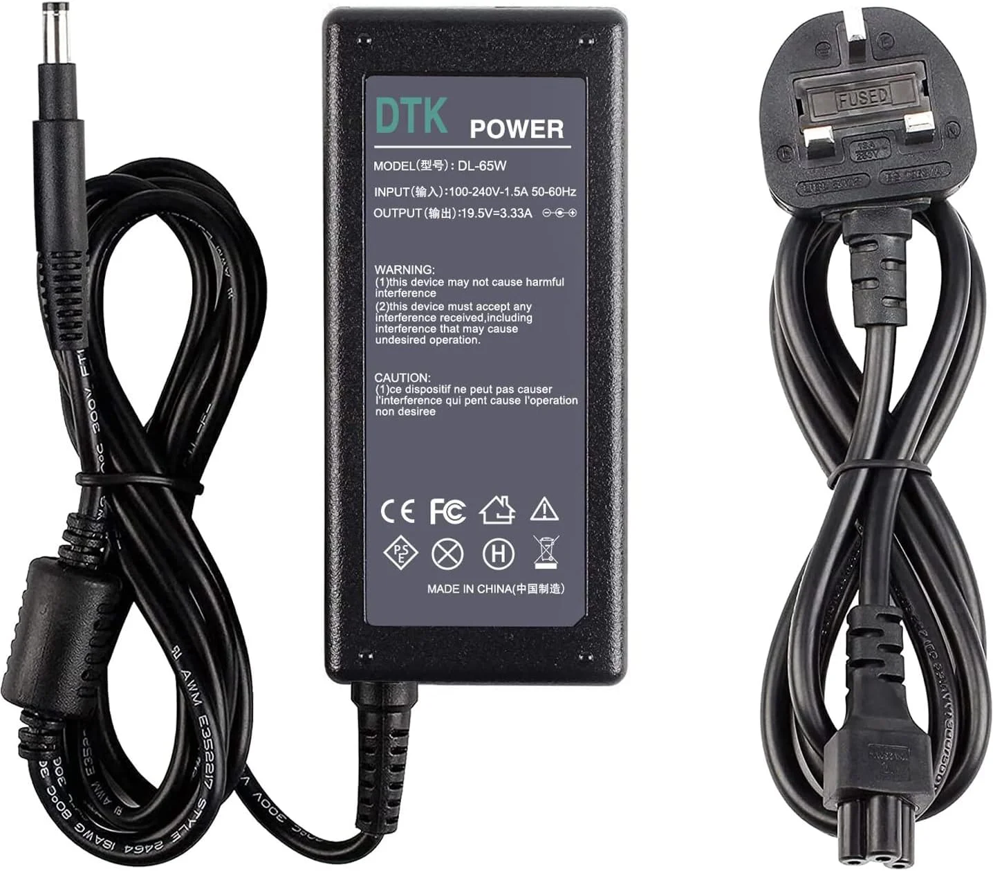 شارژر لپ تاپ DTK 19.5V 3.33A 65W برای کامپیوترهای نوت بوک HP، سیم برق، آداپتور AC سری Pavilion Sleekbook Chromebook ENVY، کانکتور: 4.8 x 1.7mm