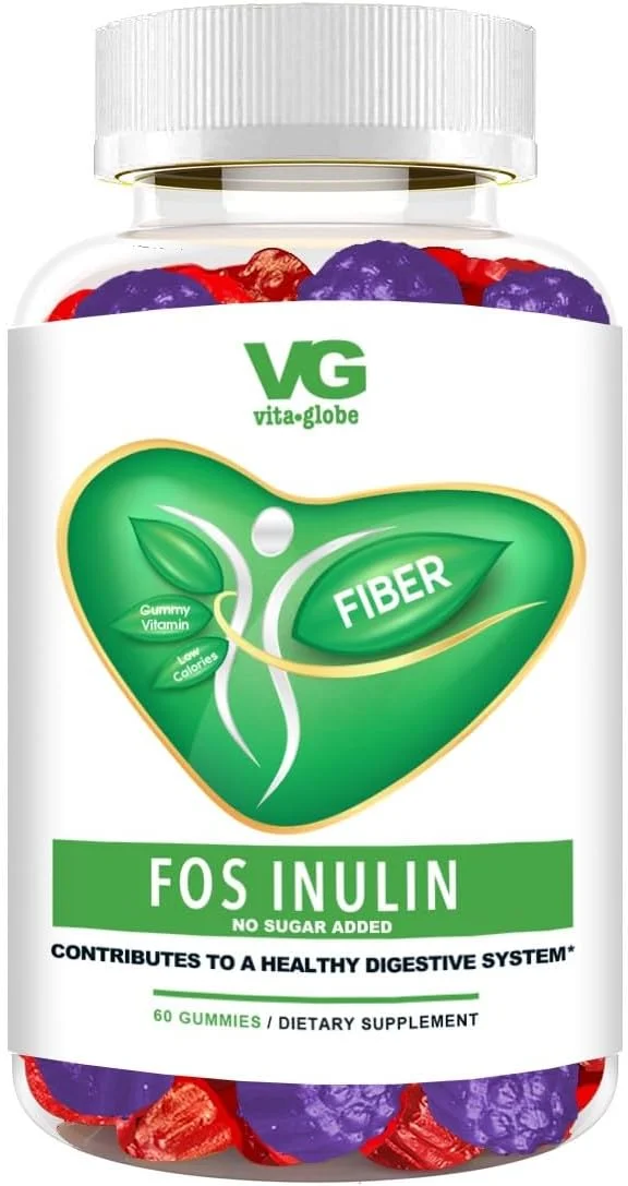 پاستیل فیبر پری‌بیوتیک VITA GLOBE – حاوی FOS اینولین، مکمل روزانه بدون شکر | پشتیبانی از سلامت دستگاه گوارش، تعادل روده و نظم | پاستیل فیبر جویدنی وگان، غیر GMO – 60 عدد (بسته 1 عددی)
