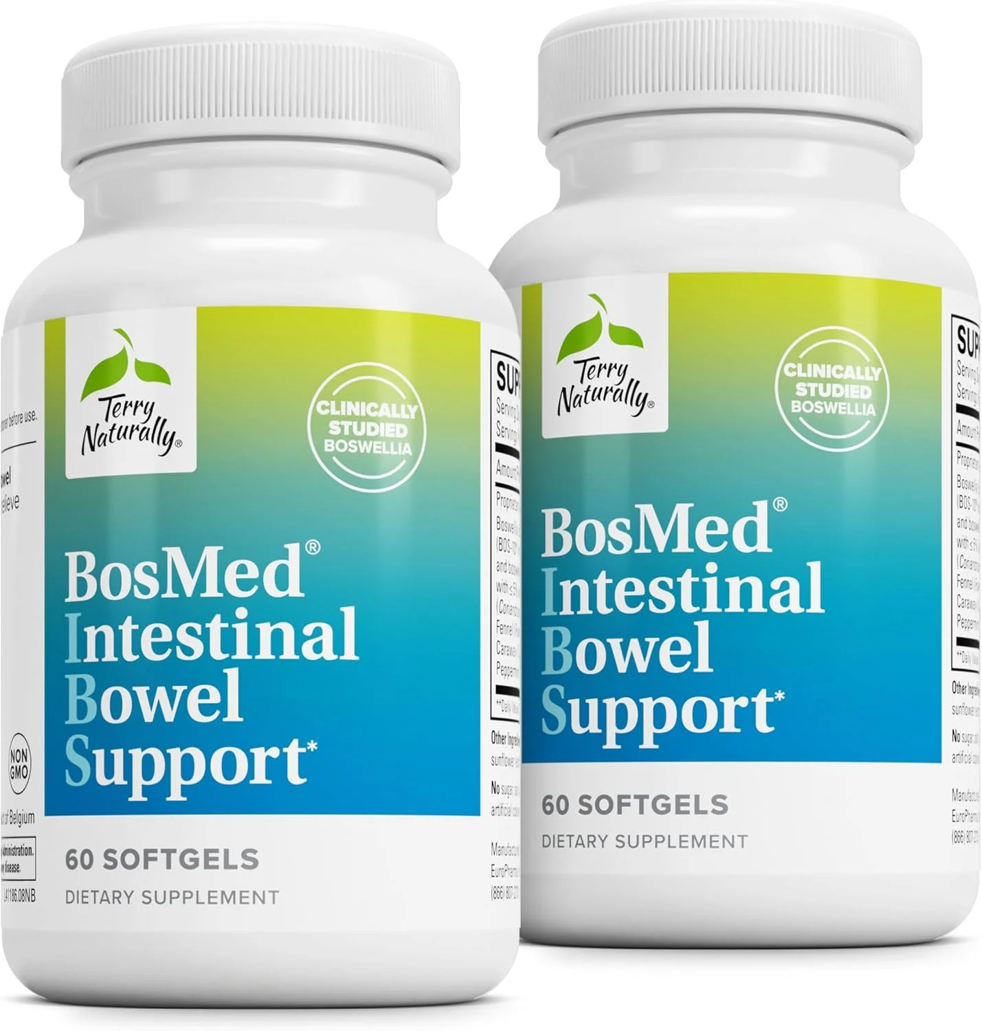 مکمل پشتیبانی روده ای BosMed Terry Naturally - مکمل پشتیبانی گوارشی و روده ای - مکمل سلامت روده - پشتیبانی سلامت روده با گشنیز، رازیانه، زیره سیاه و نعناع فلفلی - 60 سافت ژل