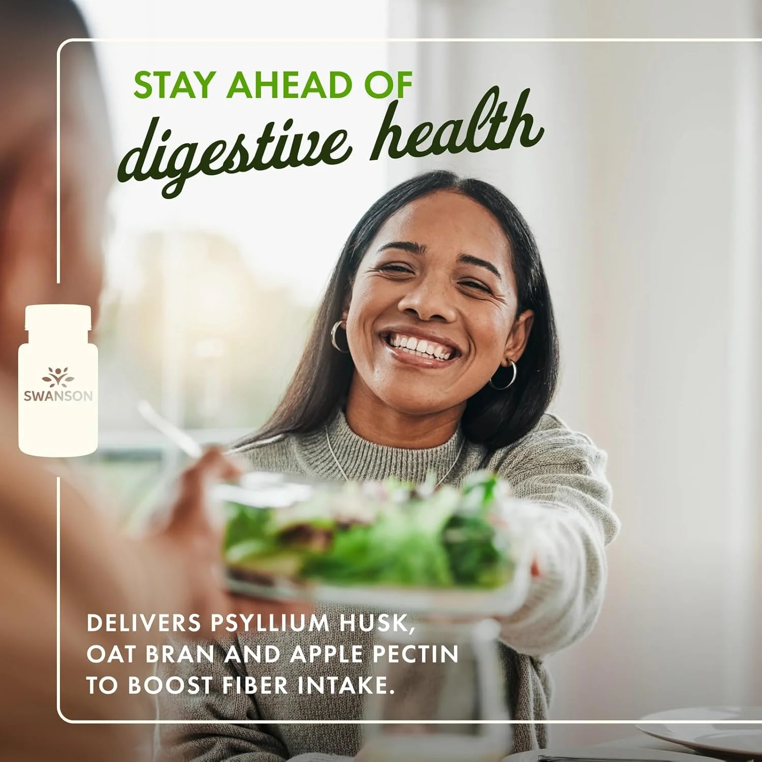 کمپلکس سه فیبر Swanson - مکمل سلامت دستگاه گوارش تهیه شده با پسیلیوم، سبوس جو دوسر و پکتین سیب - (100 کپسول) (بسته 4 عددی)