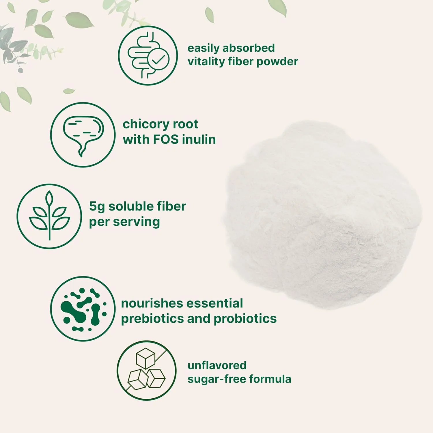 پودر فیبر پری‌بیوتیک Micro Ingredients Vitality، ۴۵۰ گرم | پودر مخلوط آسان برای سلامت دستگاه گوارش | مکمل فیبر محلول پری‌بیوتیک روزانه برای زنان و مردان | بدون طعم، بدون شکر و وگان