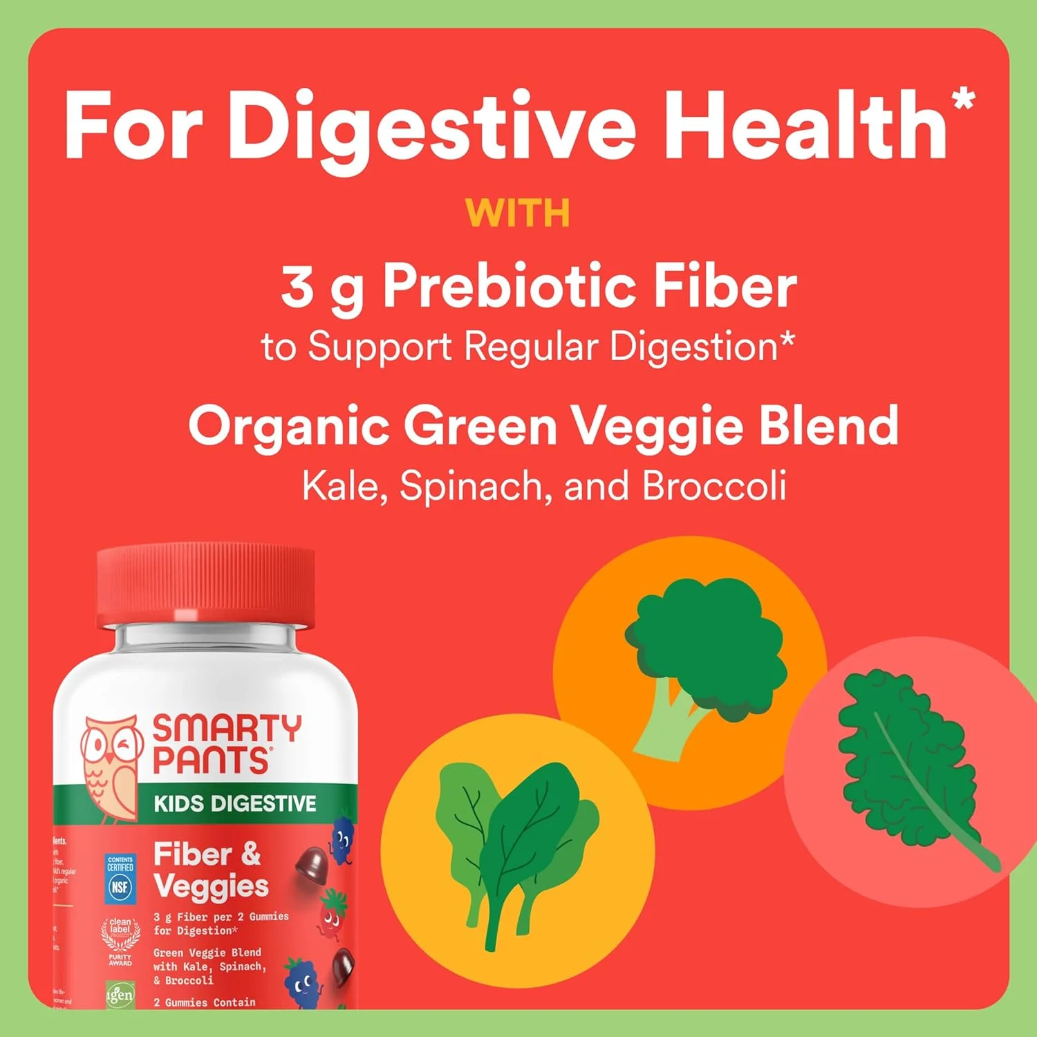 بسته پشتیبانی گوارش و ایمنی کودکان SmartyPants: فیبر و سبزیجات + پاستیل های الدرberry با فیبر پری بیوتیک، ویتامین های C، D3، B12 و روی - بدون گلوتن، غیر GMO، 60 عدد در هر بسته (بسته 2 عددی)
