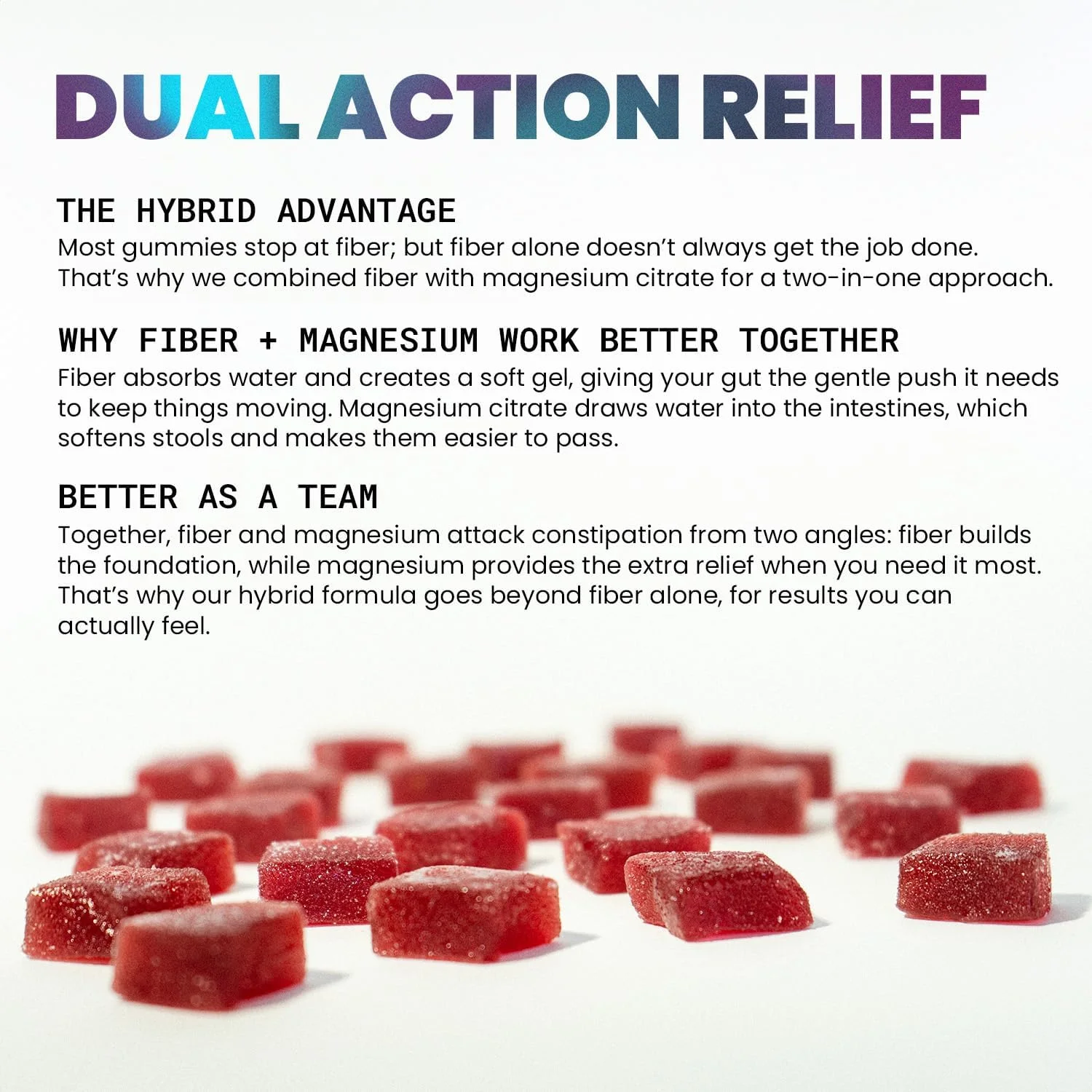 پاستیل فیبر با سیترات منیزیم - پشتیبانی قوی از روده، طعم توت مخلوط، غیر تراریخته، بدون گلوتن، وگان، مکمل رفع یبوست - 60 پاستیل