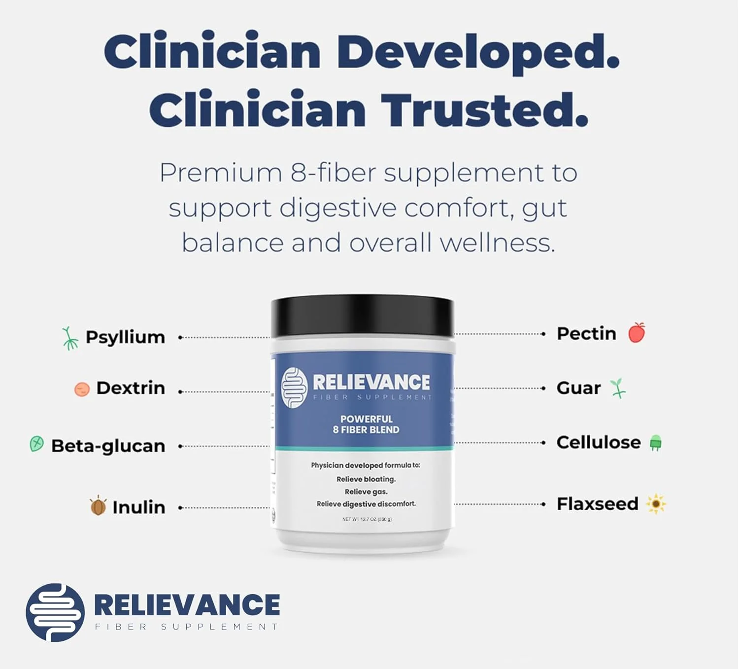 مکمل فیبر، مخلوط ممتاز ۸ فیبر، توسعه یافته توسط پزشکان، گیاهی، بدون مواد افزودنی یا شیرین کننده مصنوعی، بدون گلوتن، بدون لبنیات، ۶۰ سروینگ، تامین ۲ ماهه