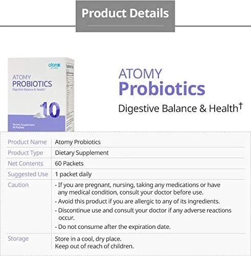 مکمل غذایی پروبیوتیک اتومی برای تعادل گوارشی و سلامتی، 60 بسته
