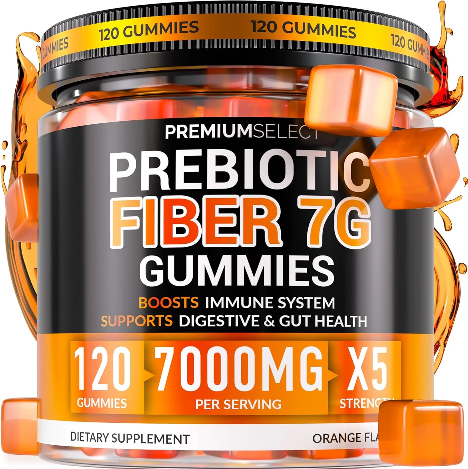 پاستیل فیبر برای بزرگسالان بدون شکر - ۱۲۰ پاستیل، ۷ گرم فیبر روزانه با پری‌بیوتیک - پشتیبانی از سلامت دستگاه گوارش و نظم - مکمل پاستیلی با قدرت بیشتر، تامین ۲ ماهه