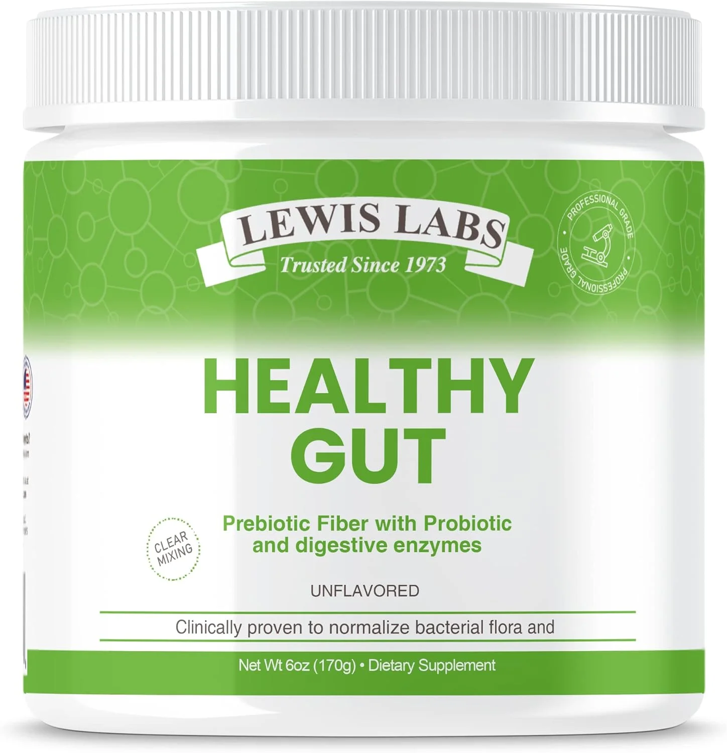 فیبر پری‌بیوتیک روده سالم لوییس لبز 170 گرم، فیبر پری‌بیوتیک با پروبیوتیک‌ها و آنزیم‌های گوارشی، فیبر پری‌بیوتیک روده، مناسب برای کتو، بدون گلوتن، بدون MSG، وگان