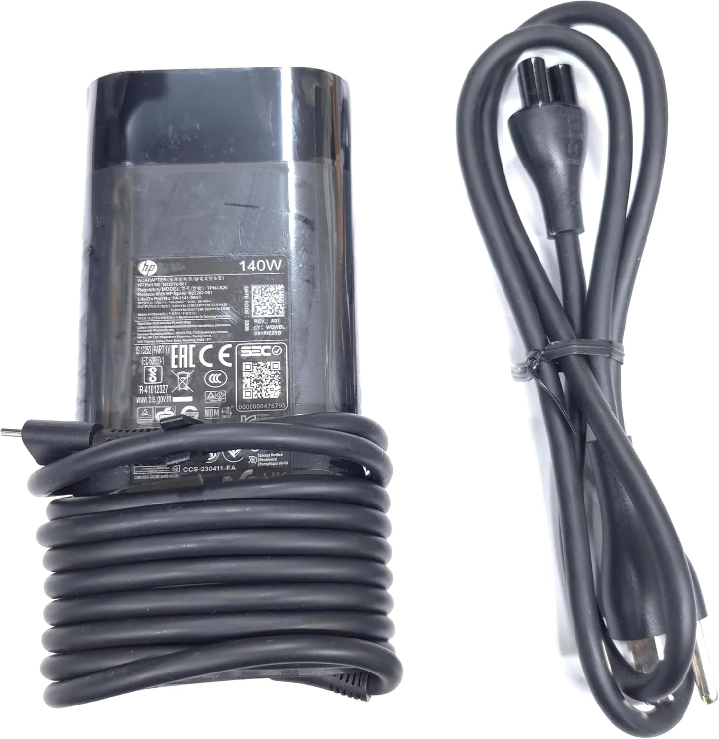 آداپتور AC یو اس بی سی 140 واتی اچ پی برای لپ تاپ های HP OMEN Transcend 14-fb0000 RTX 4050 4060 و HP Spectre x360 16-aa0000 Ultra 7 RTX 4050، TPN-LA29، N22270-001، N22282-001، PA-1141-08HT