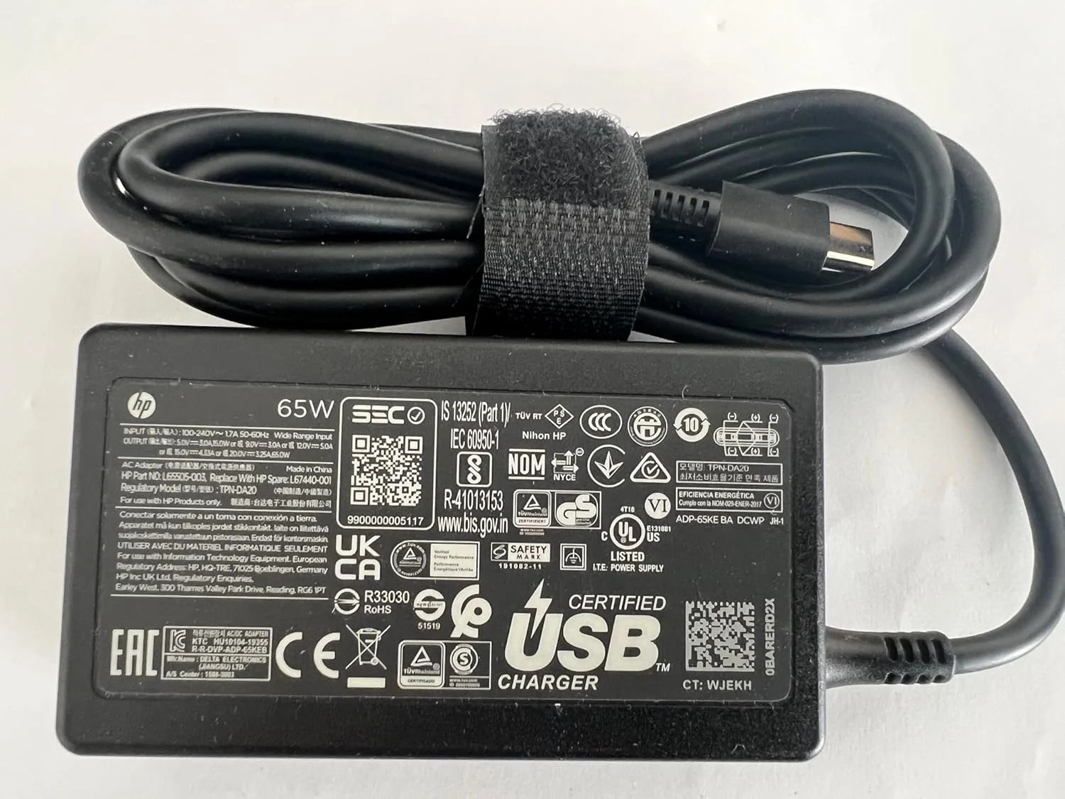 آداپتور AC یواسبی-سی 65 واتی 20 ولت 3.25 آمپر HP مدل L67440-001 مناسب برای EliteBook x360، شماره قطعه: L65505-003, L67440-001, TPN-DA20 آداپتور AC یواسبی-سی 65 واتی 20 ولت 3.25 آمپر HP مدل L67440-001 مناسب برای EliteBook x360، شماره قطعه: L65505-003, L67440-001, TPN-DA20