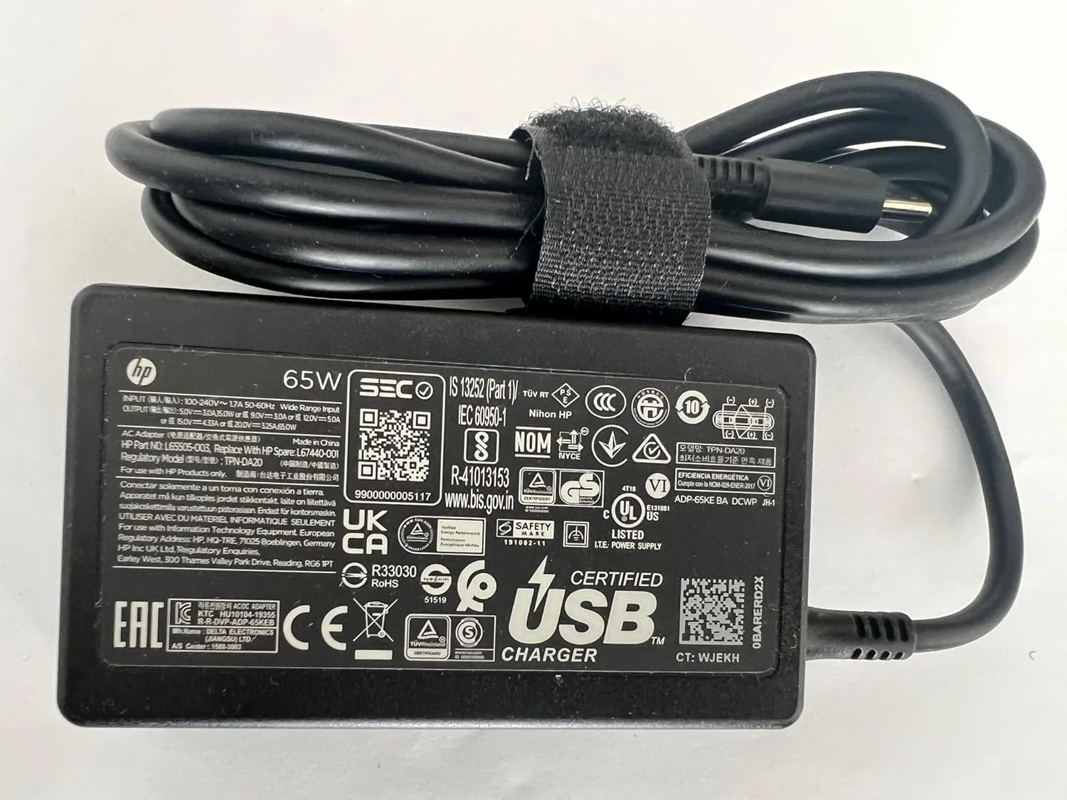 آداپتور AC یواسبی-سی 65 واتی 20 ولت 3.25 آمپر HP مدل L67440-001 مناسب برای EliteBook x360، شماره قطعه: L65505-003, L67440-001, TPN-DA20 آداپتور AC یواسبی-سی 65 واتی 20 ولت 3.25 آمپر HP مدل L67440-001 مناسب برای EliteBook x360، شماره قطعه: L65505-003, L67440-001, TPN-DA20