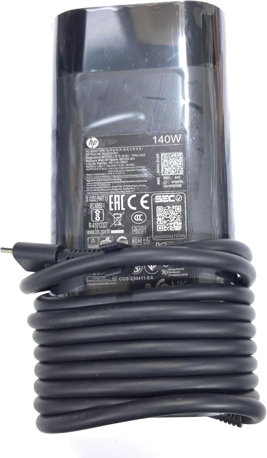 آداپتور AC یو‌اس‌بی-سی 140 واتی اچ‌پی برای لپ‌تاپ 2 در 1 اچ‌پی اسپکتر 16-aa0023dx، سازگار با P/N: TPN-LA29, N22270-001, N22282-001, PA-1141-08HT.