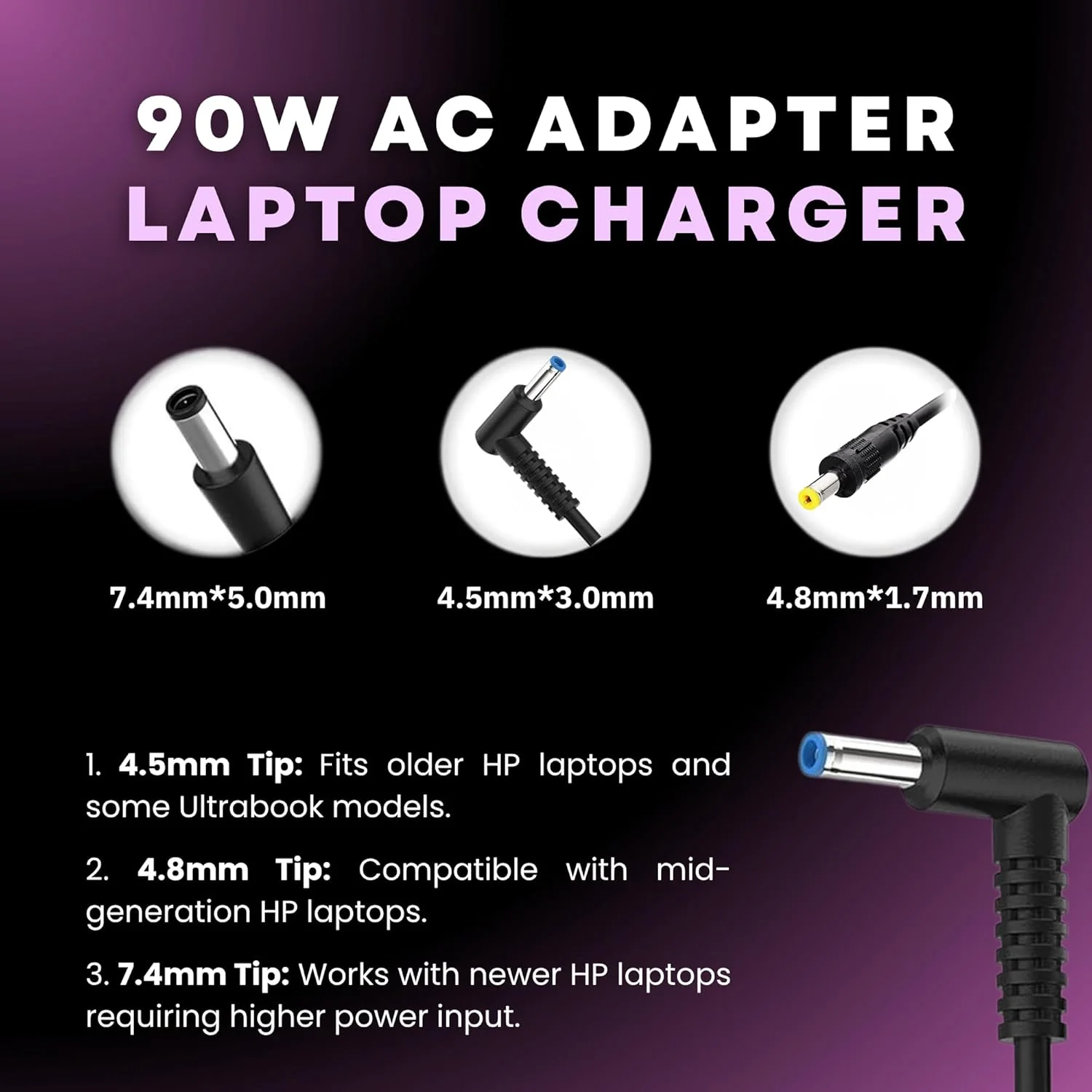 شارژر 90 واتی سازگار با شارژر لپ تاپ اچ پی، سری های آبی، زرد و مشکی، پاویلیون x360 11 13 15، انوی، زدبوک 14u G4 G5 15u 15 G3، نوت بوک 15، استریم 13 11 14 آداپتور AC با سیم برق شارژر 90 واتی سازگار با شارژر لپ تاپ اچ پی، سری های آبی، زرد و مشکی، پاویلیون x360 11 13 15، انوی، زدبوک 14u G4 G5 15u 15 G3، نوت بوک 15، استریم 13 11 14 آداپتور AC با سیم برق