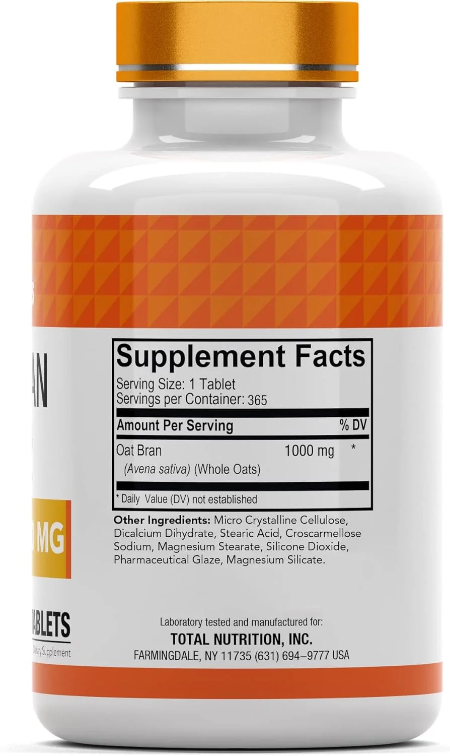 قرص سبوس جو دوسر | 365 قرص × 1000 میلی گرم در هر قرص | قرص فیبر جو دوسر | مکمل فیبر محلول و غذایی | ممکن است از سلامت دستگاه گوارش پشتیبانی کند