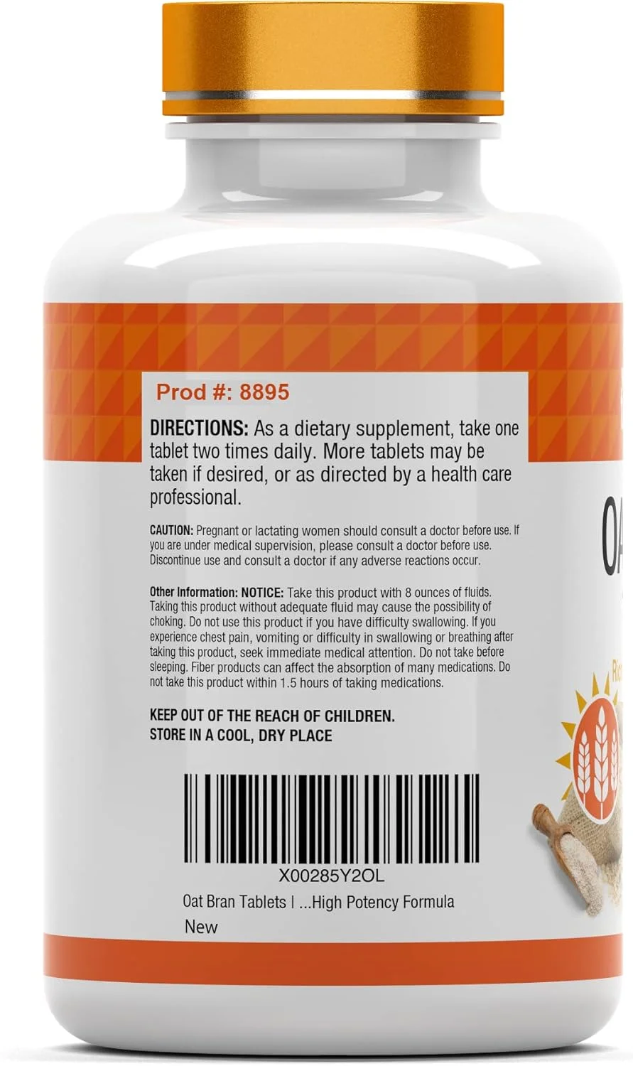 قرص سبوس جو دوسر | 365 قرص × 1000 میلی گرم در هر قرص | قرص فیبر جو دوسر | مکمل فیبر محلول و غذایی | ممکن است از سلامت دستگاه گوارش پشتیبانی کند